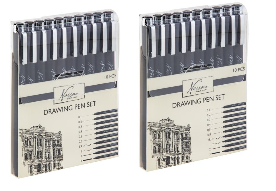 Nassau - Fineliners Pen Sæt - 10 stk x 2 - Bundle