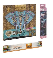 Grafix - Diamond Painting on Canvas Elephant with Diamond painting Zebra & Flowers - Bundle