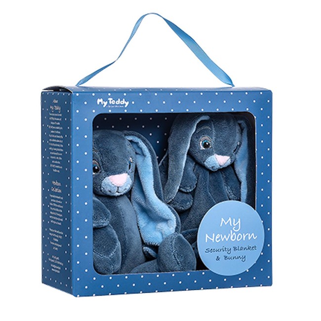 My Teddy - Giftbox - Comforter & Small Rabbit - Blue (28-NBBG-1)