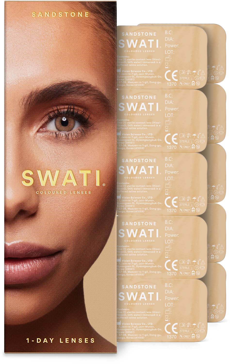 SWATI - Coloured Contact Lenses - Sandstone - 1 Day Lenses x 5 - Skjønnhet