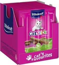 Vitakraft - Cat treats - 20 x Cat Stick chicken & cat grass x 3 sticks 18g