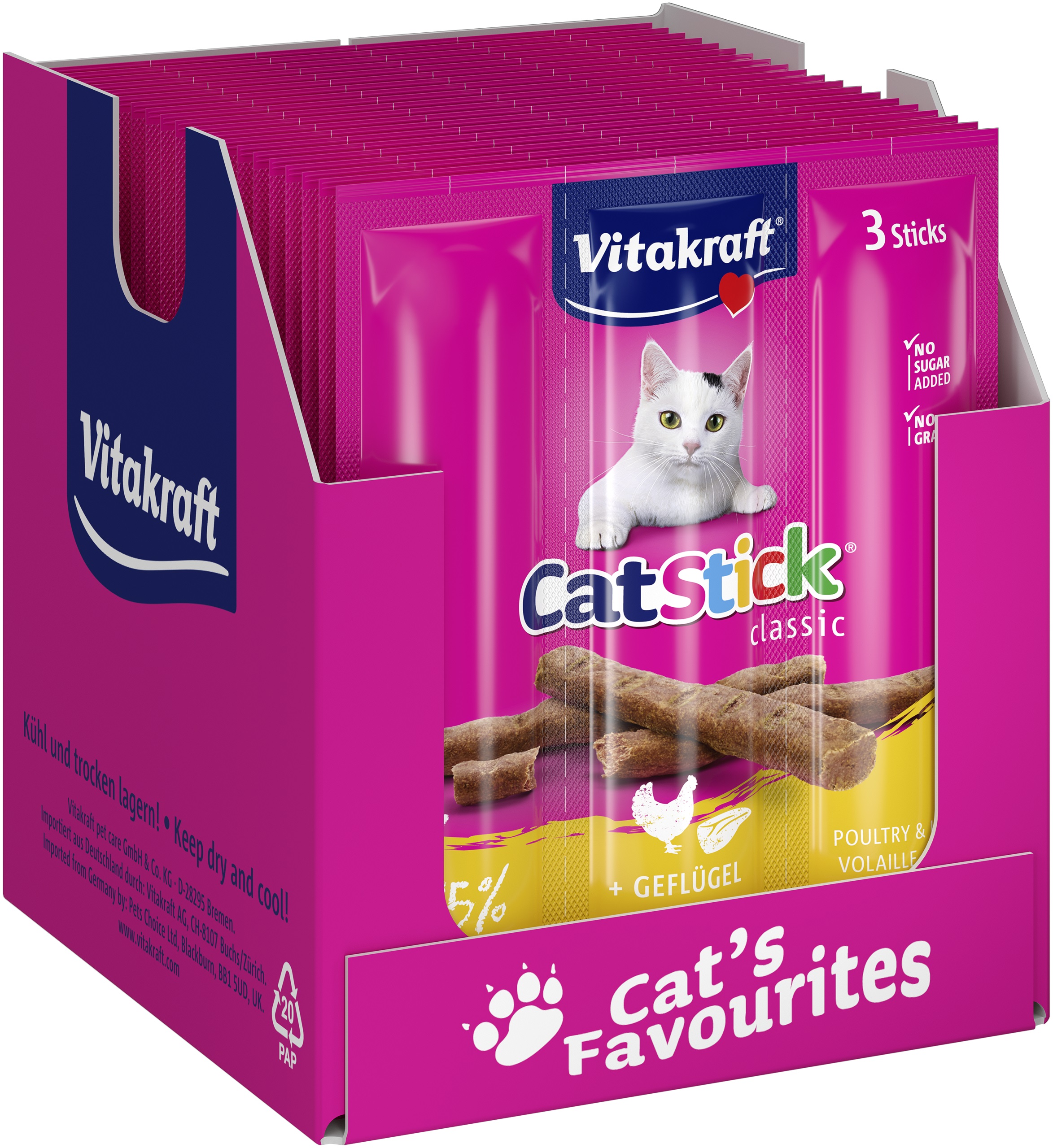 Vitakraft - Cat treats - 20 x Cat Stick poultry&liver x 3 sticks 18g - Kjæledyr og utstyr