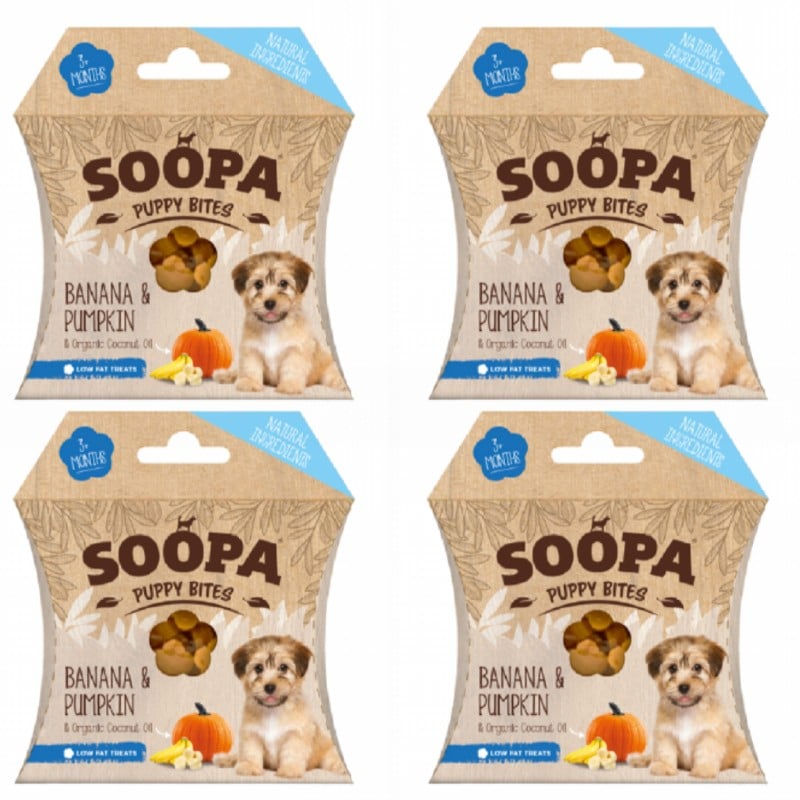 SOOPA - Puppy Bites Banana&Pumpkin 50g x 4 - Kjæledyr og utstyr