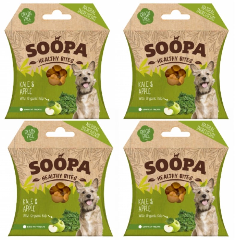 SOOPA - Healthy Bites Kale&Apple 50g x 4 - Kjæledyr og utstyr