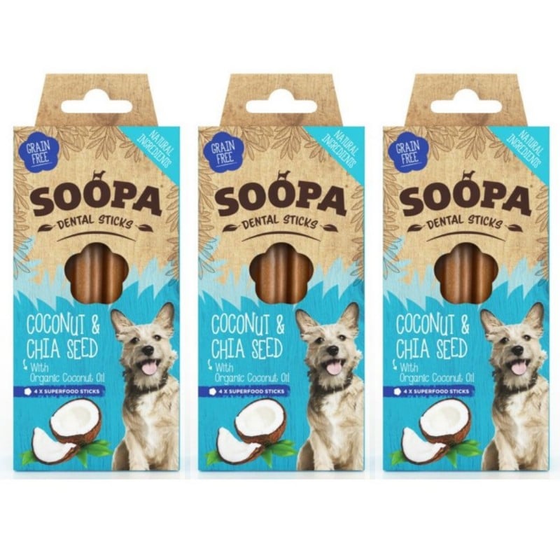 SOOPA - Dental Sticks Cocont&Chia Seed 100g x 3 - Kjæledyr og utstyr
