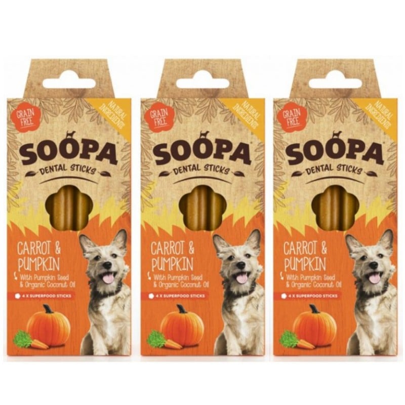 SOOPA - Dental Sticks Carrot&Pumpkin 100g x 3 - Kjæledyr og utstyr