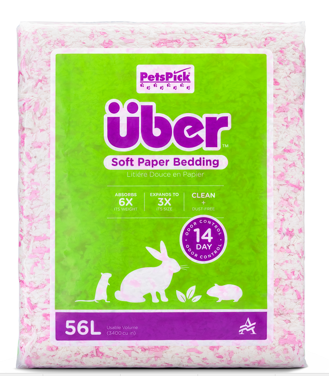 Über - Soft Paper Bedding 56l Pink/White - (45064) - Kjæledyr og utstyr