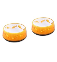 ALL FOR PAWS - 2 x  Cat Bowl Heavy Base Orange