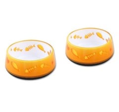 ALL FOR PAWS - 2 x  Cat Bowl Heavy Base Orange