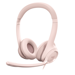 Logitech - H390 Headset med ledning til pc/laptop, stereohovedtelefoner med støjreducerende mikrofon, USB-A, ROSE