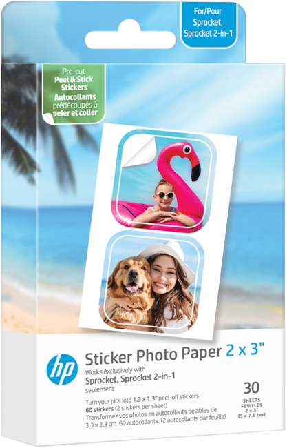 HP - Zink Paper Sprocket Luna 30-pack 2x3" Pre-cut 1.3x1.3 sticker (HPIZ2X330C)
