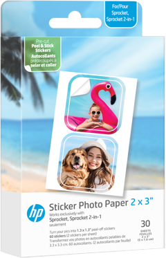 HP - Zink-Papier Sprocket Luna 30er-Pack 2x3" Vorgefertigte 1,3x1,3 Aufkleber (HPIZ2X330C)