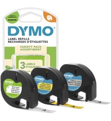 DYMO - Original LetraTag Etikettenband - 12 mm x 4 m (3 Etikettenkassetten)