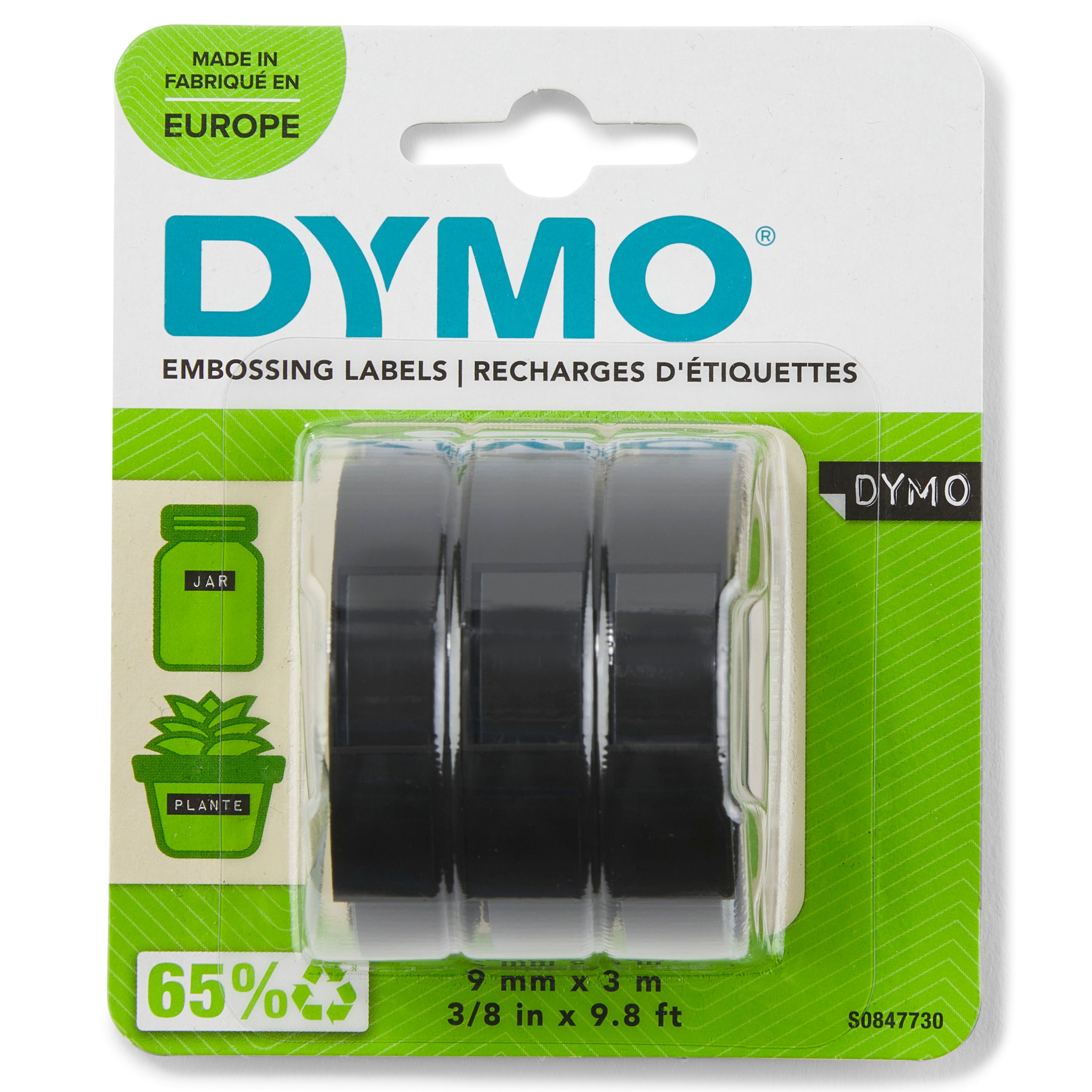 DYMO - Embossing Vinyl Labels (Pack of 3) (S0847730) - Kontor og skoleutstyr