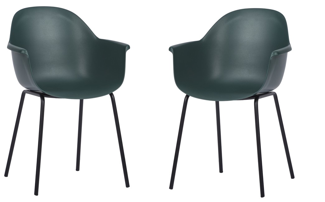 Living Outdoor - Samsoe Garden Chair - Metal/Ocean Plast - Black/Ocean Green - Set with 2 Pcs (49243)