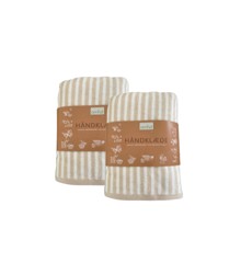 omhu - Set of 2 - Striped Velour Organic Cotton Towels 70x140 cm - Sand