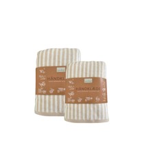 omhu - Set of 2 - Striped Velour Organic Cotton Towels - Sand