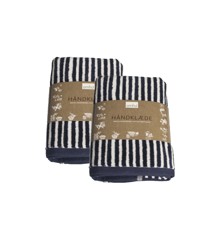 omhu - Set of 2 - Striped Velour Organic Cotton Towels 70x140 cm - Navy