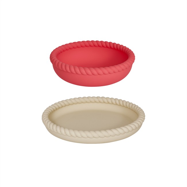 OYOY Mini - Mellow Plate & Bowl - Vanilla/CherryRed (M107299)