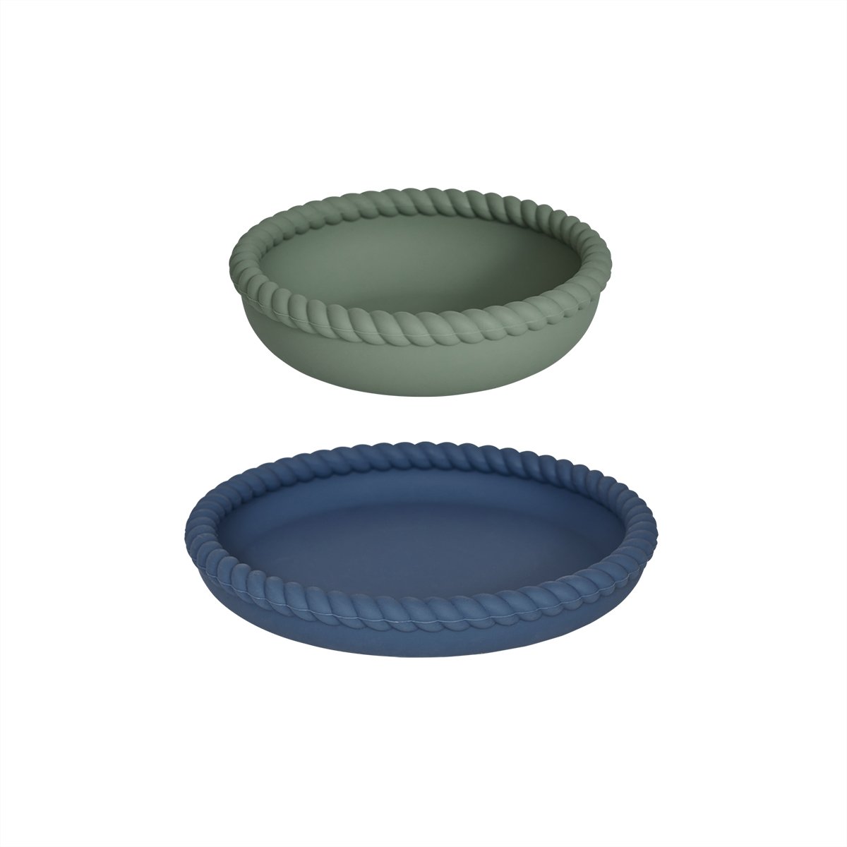 OYOY Mini - Mellow Plate&Bowl - Blue/Olive (M107301) - Baby og barn
