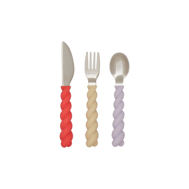 OYOY Mini - Mellow Cutlery - Pack of 3 - Lavender/Vanilla/CherryRed (M107331)