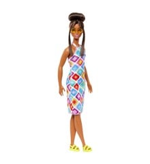 Barbie - Fashionista Doll - With Bun And Crochet Halter Dress (HJT07)