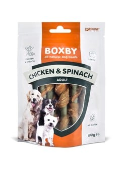 Boxby -  BLAND 4 FOR 119 - Kylling & Spinat 100g.