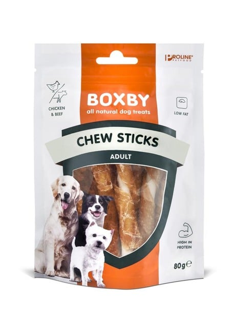 Boxby -  BLAND 4 FOR 119 - Chew sticks m/kylling 80g.