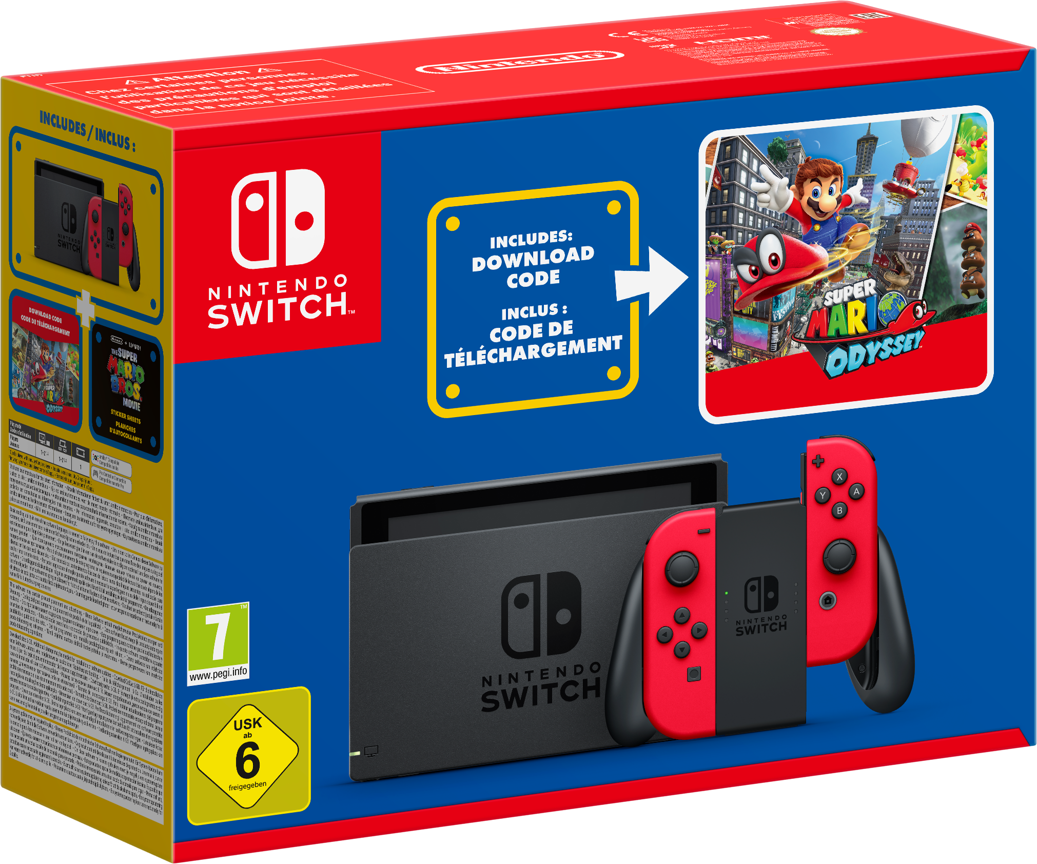 ønske kunst luge Køb Nintendo Switch With Joy-Con - Red - Mario Odyssey bundle - Fri fragt