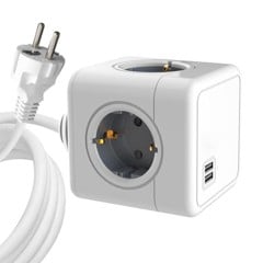 MicroConnect - 4-vejs Schuko, 2 USB-porte Power Cube - Med 1,5 m kabel