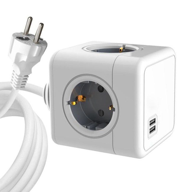 MicroConnect - 4 Way Schuko, 2 USB Ports Power Cube - With 1,5m Cable