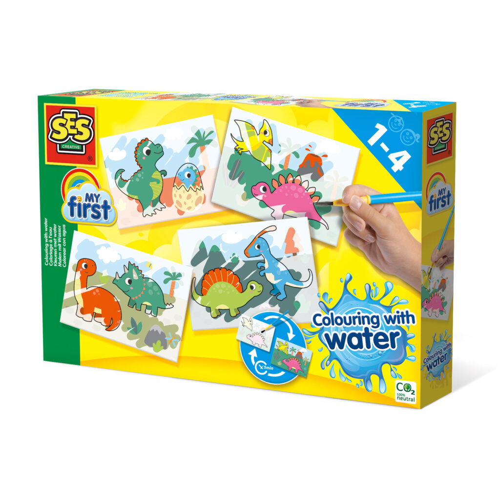 SES Creative - Colouring with Water - Dinos - (S14465) - Leker