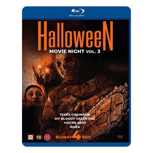 HALLOWEEN MOVIENIGHT VOL. 3 - 4 Blu ray Disc box - Texas Chainsaw - Youre next - My Bloody valentine - Mara