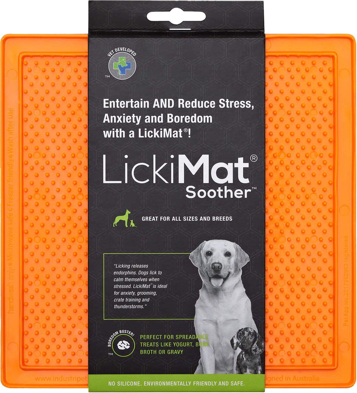 LICKI MAT - Dog Bowl Soother Orange 20X20Cm - (645.5340) - Kjæledyr og utstyr