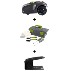 Grouw - Robotic Lawn Mower 900M2 App Control ( Garage Included ) + Maintenance And Cleaning Kit - Bundle
