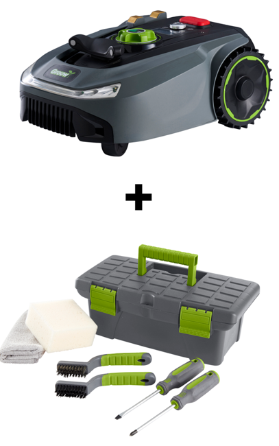 Grouw - Robotgressklipper 2000M2 appkontroll + vedlikehold og rengjøringssett - Bundle