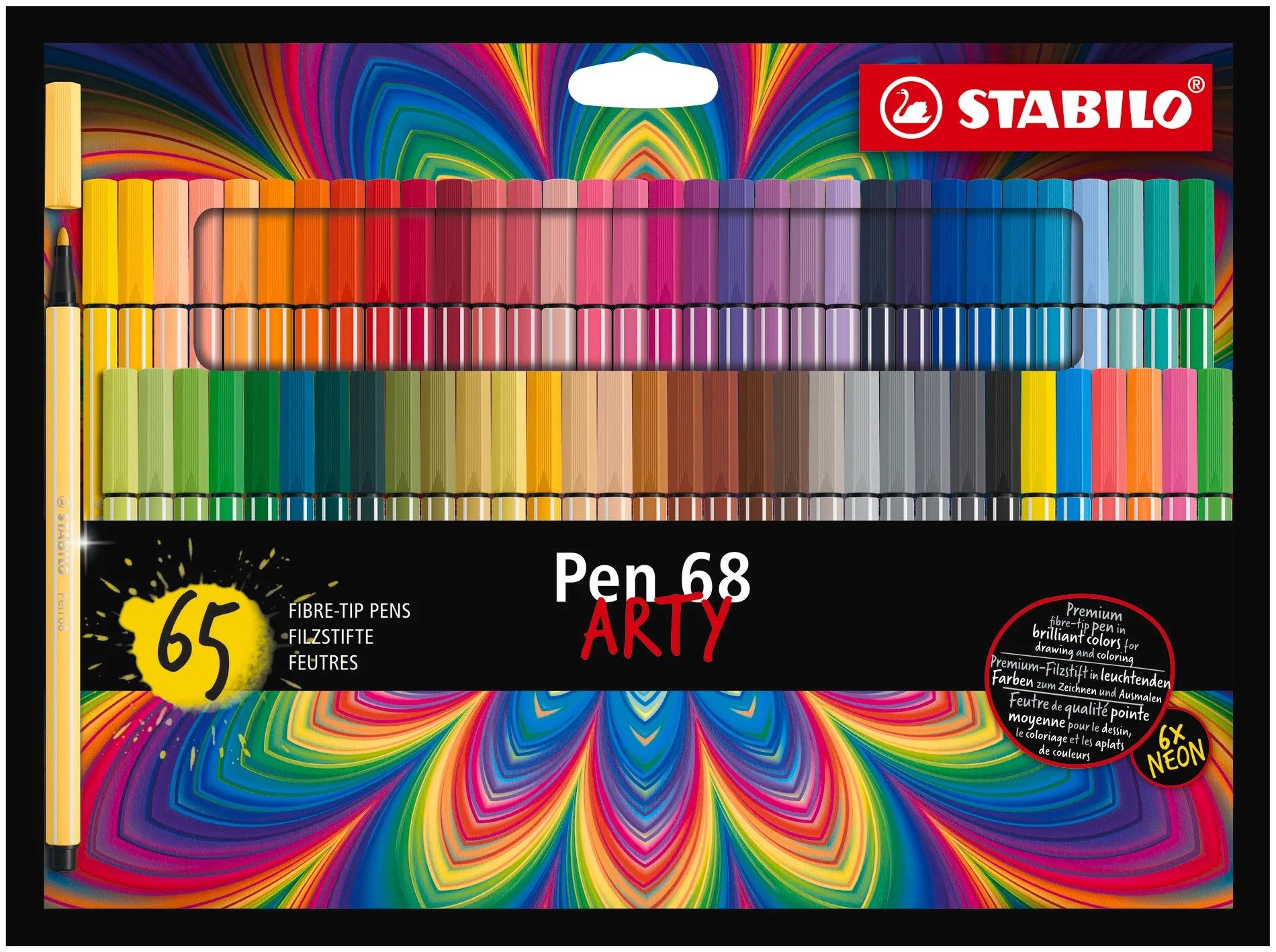 Stabilo - Pen 68 ARTY, cardboard wallet of 65 colors - Leker