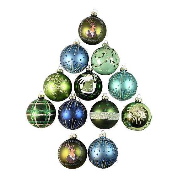 DGA - 12 pcs - Christmas Ornament box - Green/Blue (1131436) - Hjemme og kjøkken