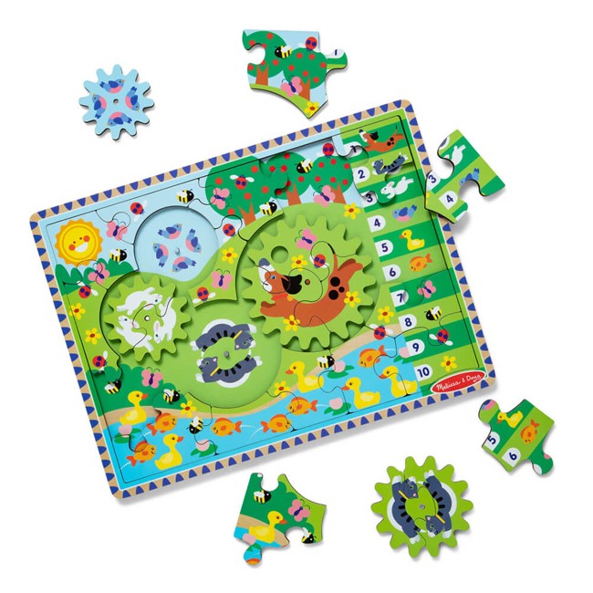 Melissa and Doug - Animal Chase I-Spy Wooden Gear Puzzle - (31004)
