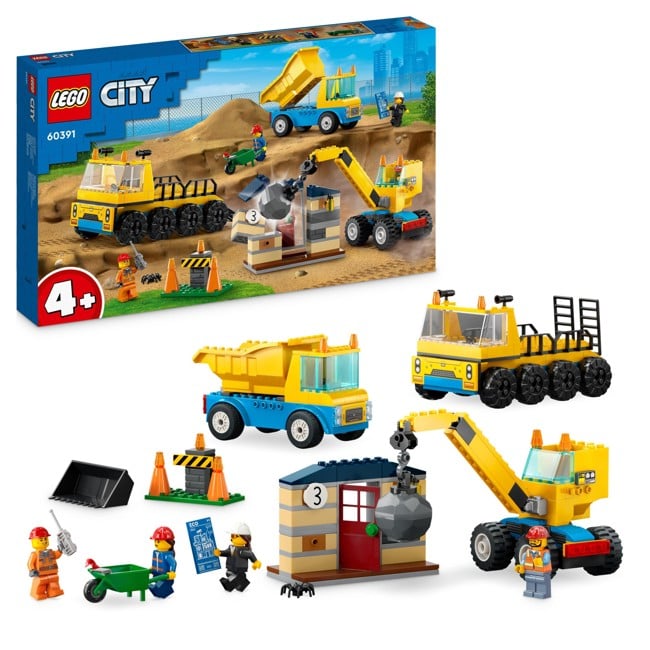 LEGO City - Anleggsmaskiner og kran med rivningskule (60391)