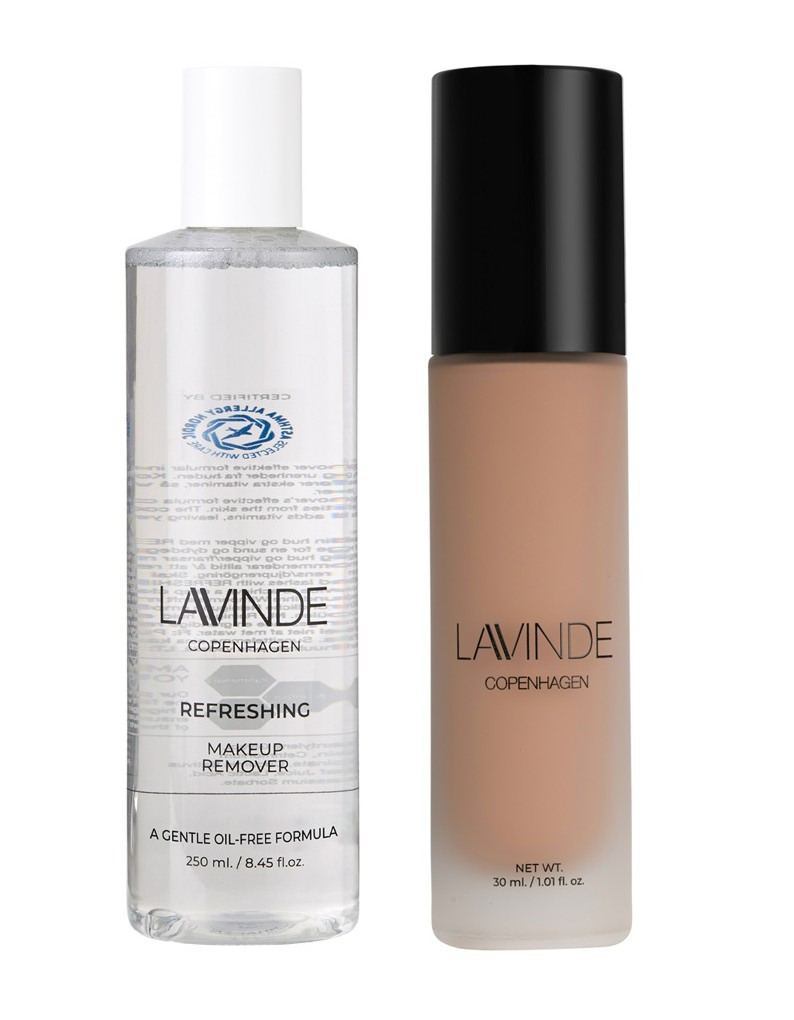 Lavinde Copenhagen - Natural Glow Liquid Foundation Cool Beige 209 + Refreshing Makeup Remover 250 ml