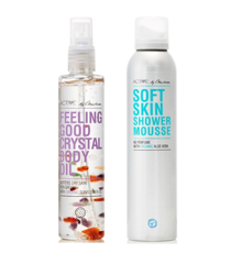 Active By Charlotte - Feeling Good Crystal Body Oil 150 ml + Active By Charlotte - Soft Skin Shower Mousse 200 ml