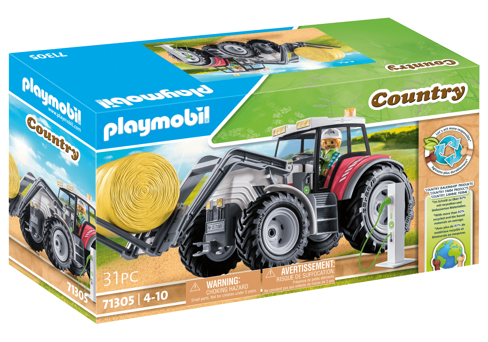 Playmobil - Large Tractor with Accessories (71305) - Leker
