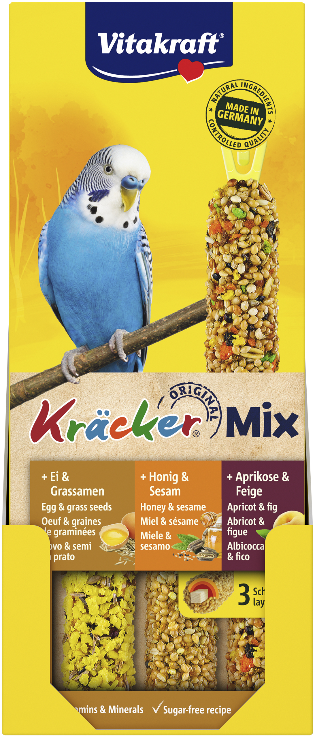 Vitakraft - Kräcker® Mix Hon/Græs/Abrikos til undulat