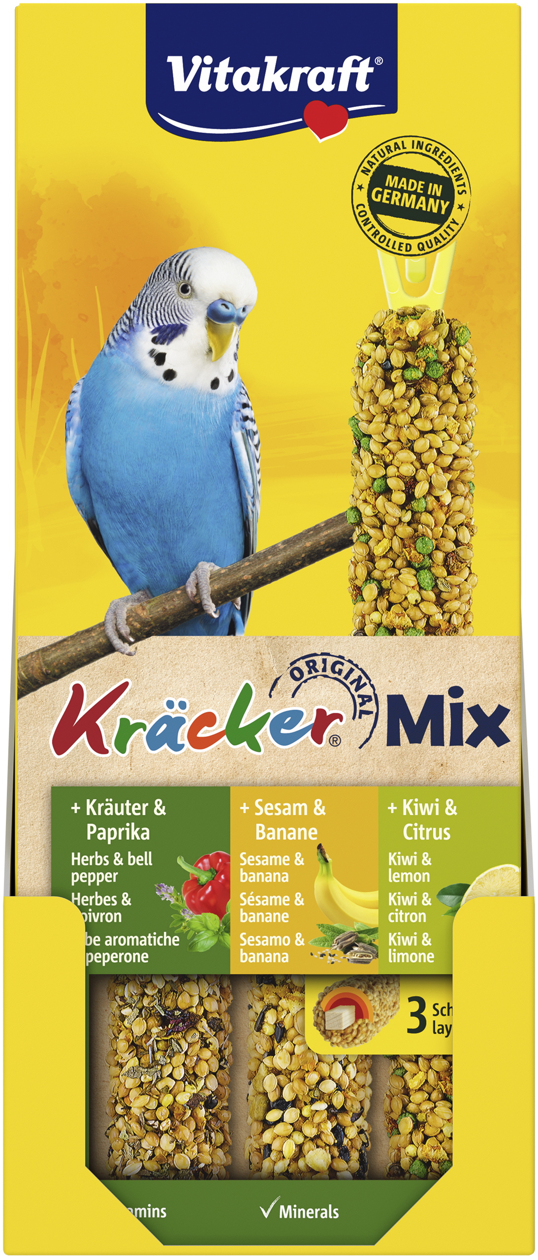 Vitakraft - Kräcker® Mix Urter/Sesam/Kiwi til undulat