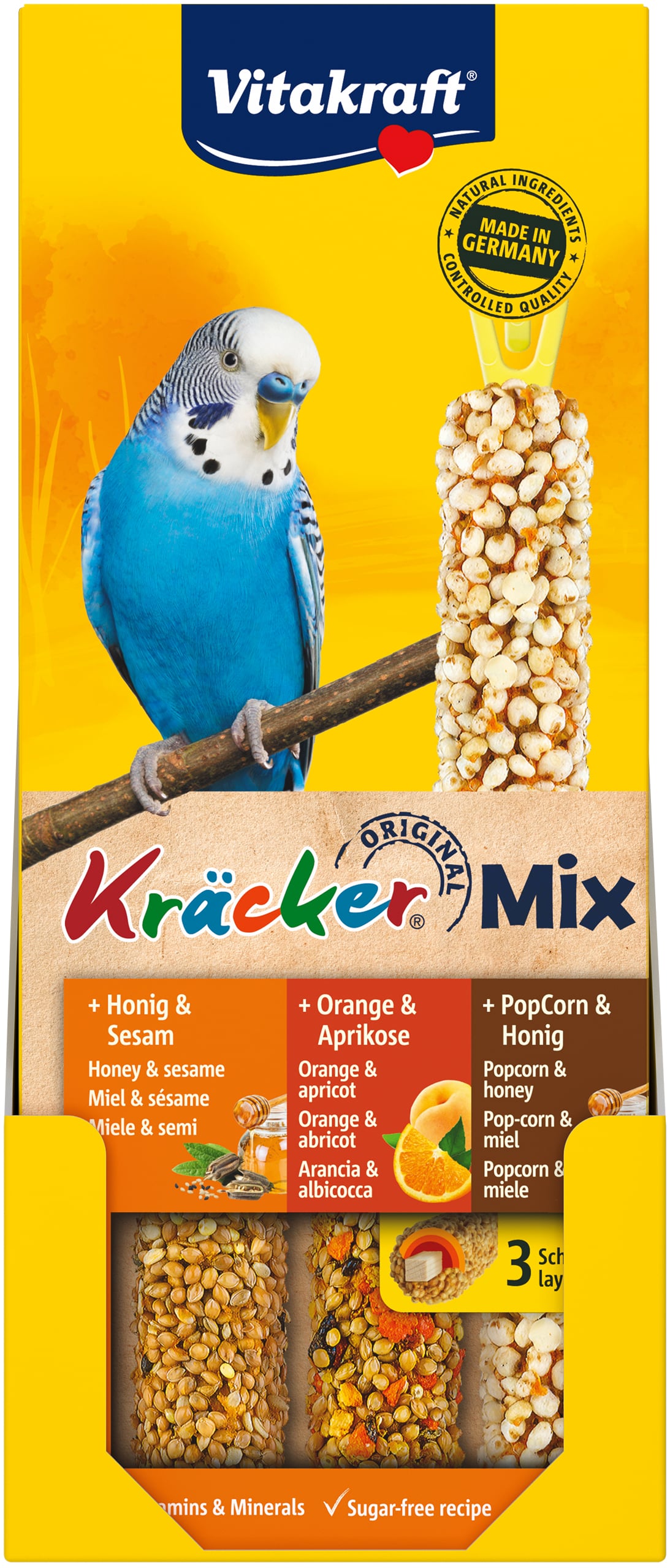 Vitakraft - Kräcker® Mix Hon/App/Abrikos til undulat