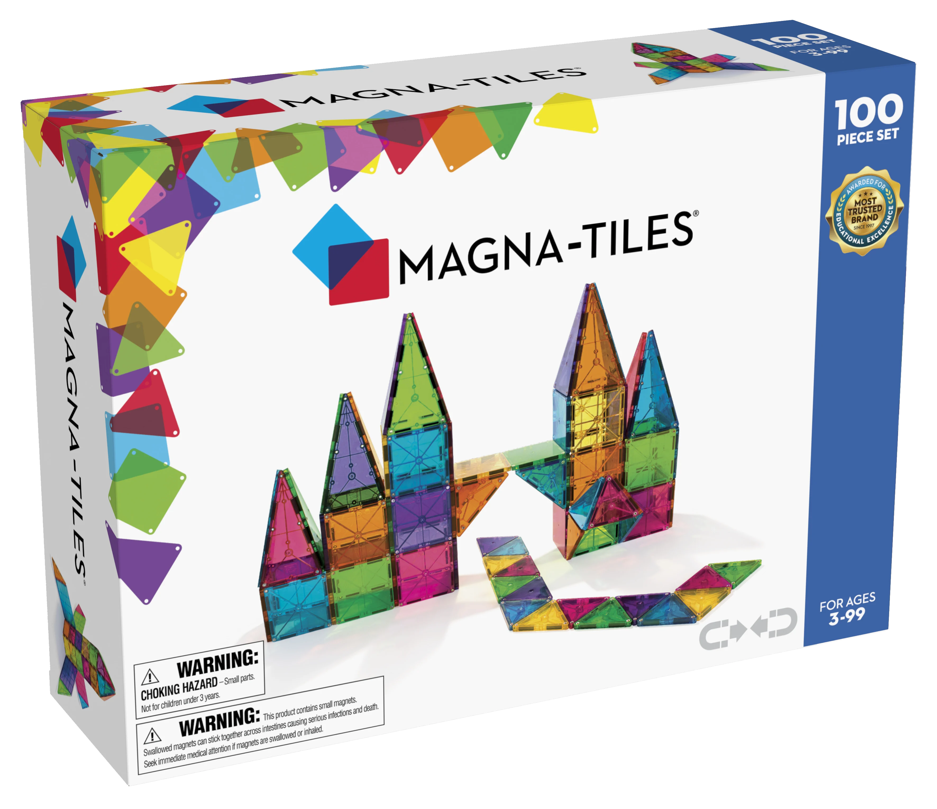 Magna-Tiles - Clear Colours - 100 pcs (90209) - Leker