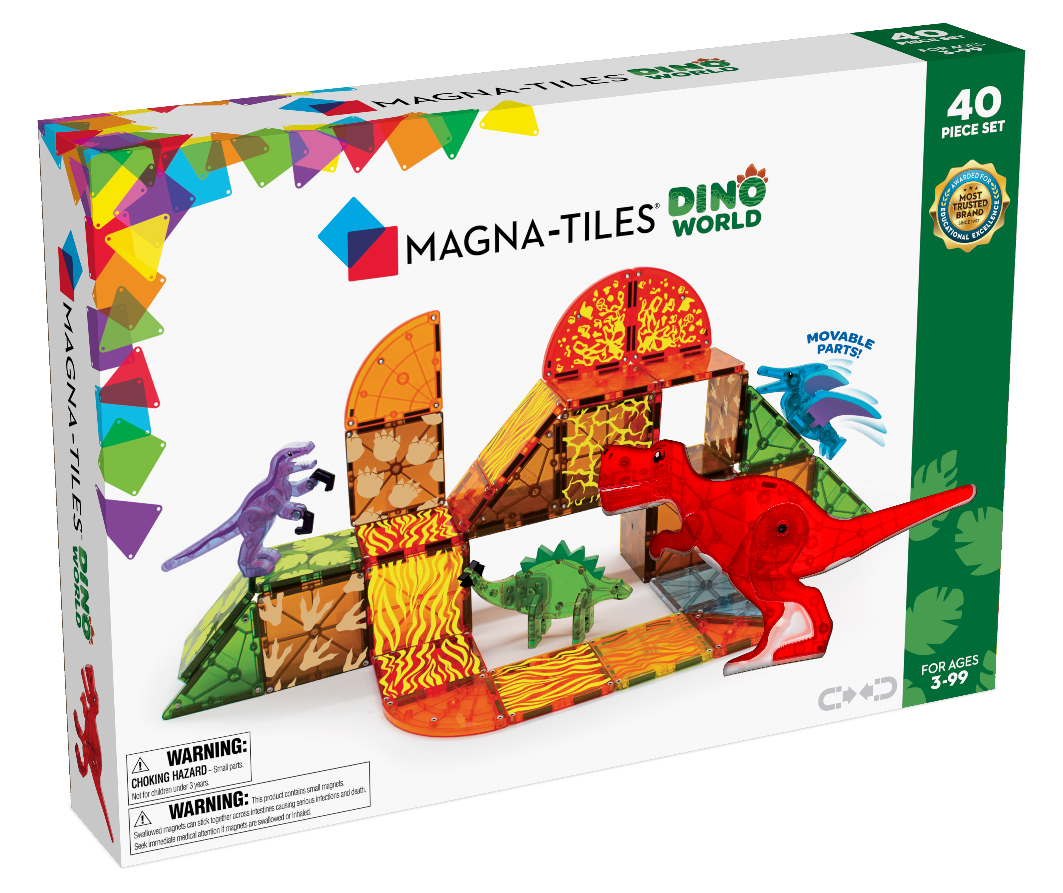 Magna-Tiles - Dino World 40 pcs set - (90232) - Leker