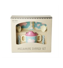Rice - Melamine Baby Dinner Set Giftbox Flying Pig Print
