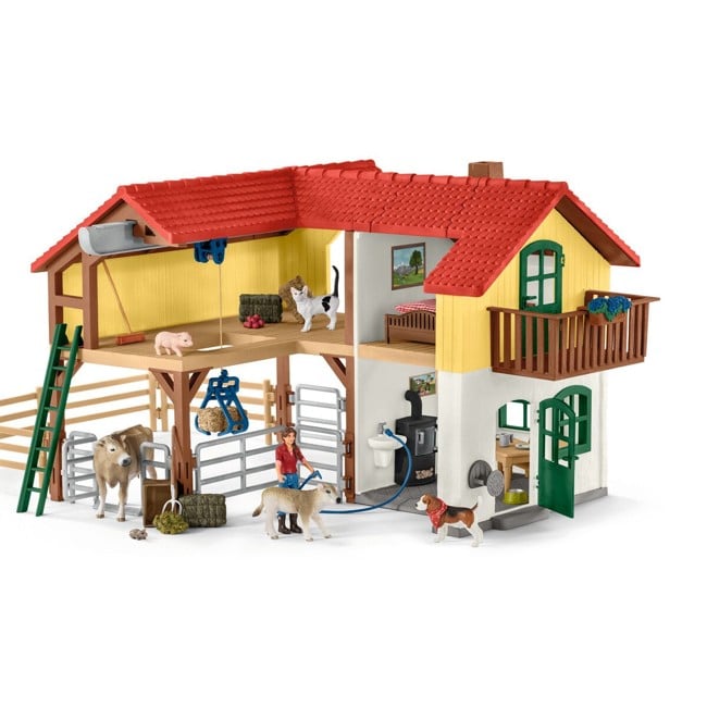 Schleich - Bondegårdshus med stald og dyr (42407)